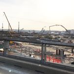Drive-by view of construction outside Terminal B at LaGuardia Airport on April 3, 2017<br>